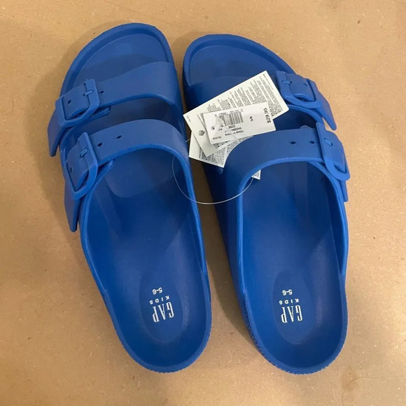 Gap Kids Buckle Slide-On Sandals 5/6 Blue Slip On Summer Lightweight Fun - Picture 4 of 7